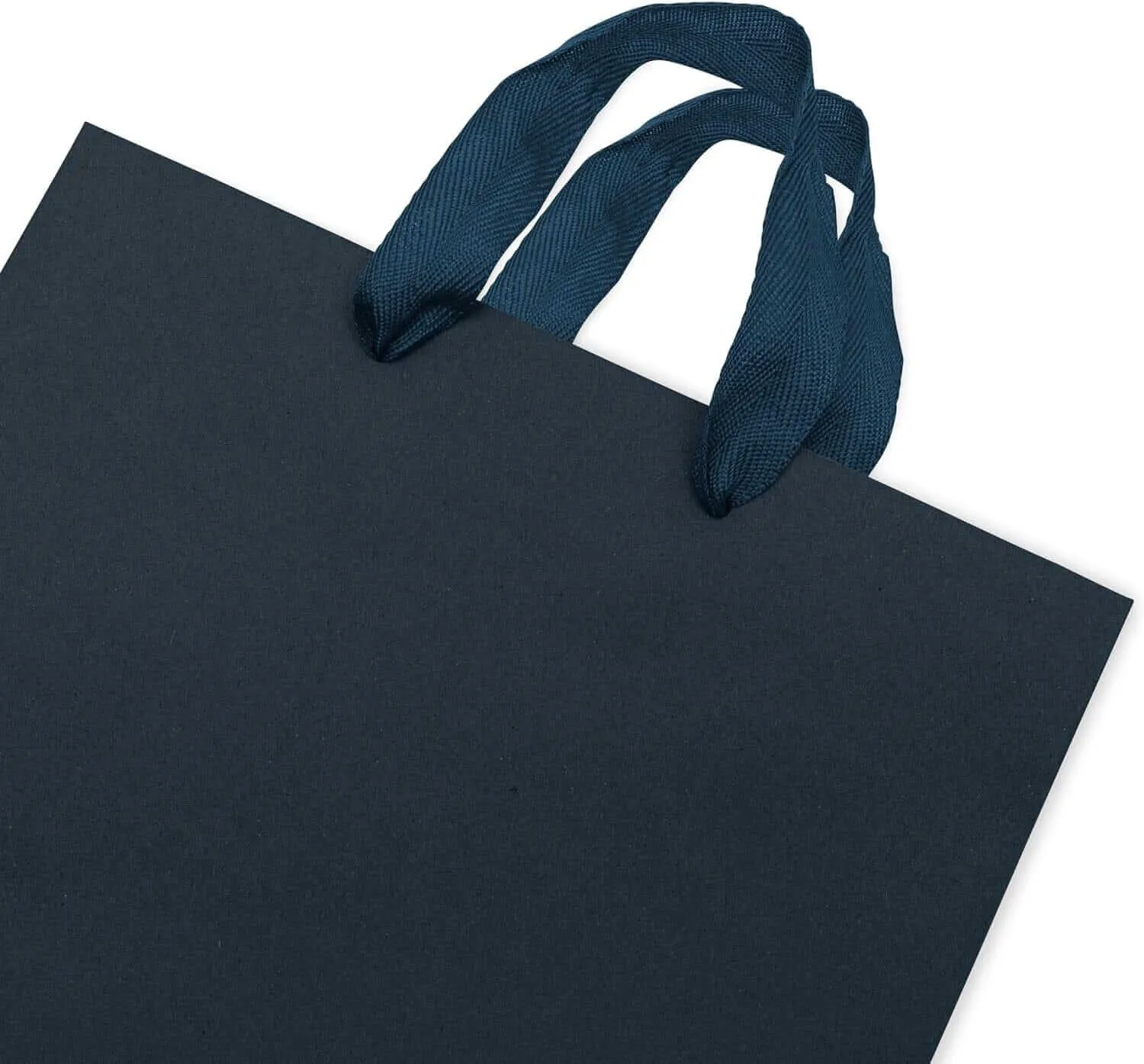 10x5x13 Medium Navy Blue Paper Bags with Ribbon Handles