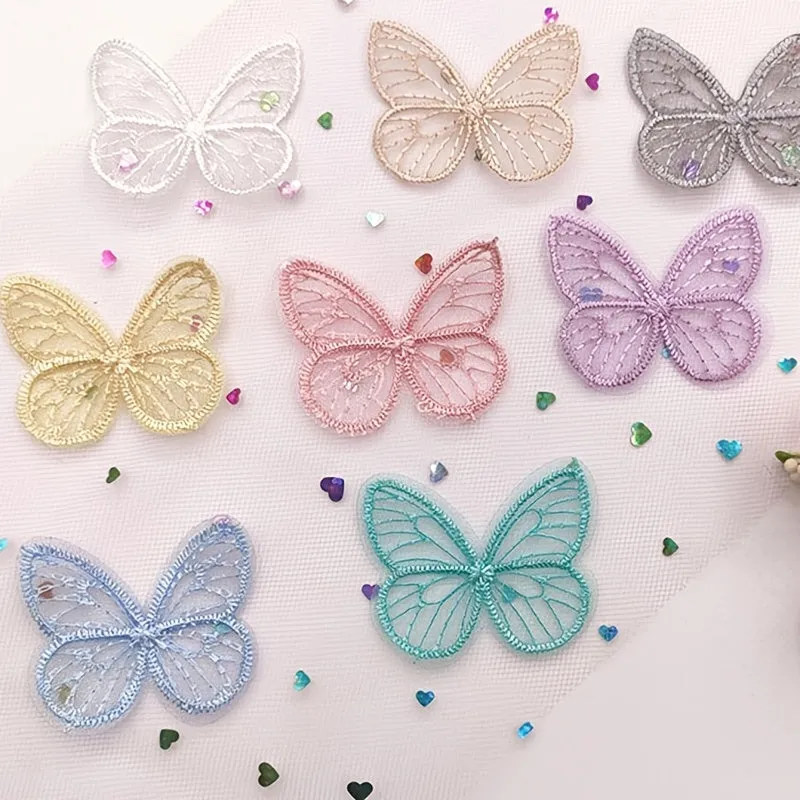 20 DIY Embroidered Butterfly Fabric Stickers in Mixed Colors