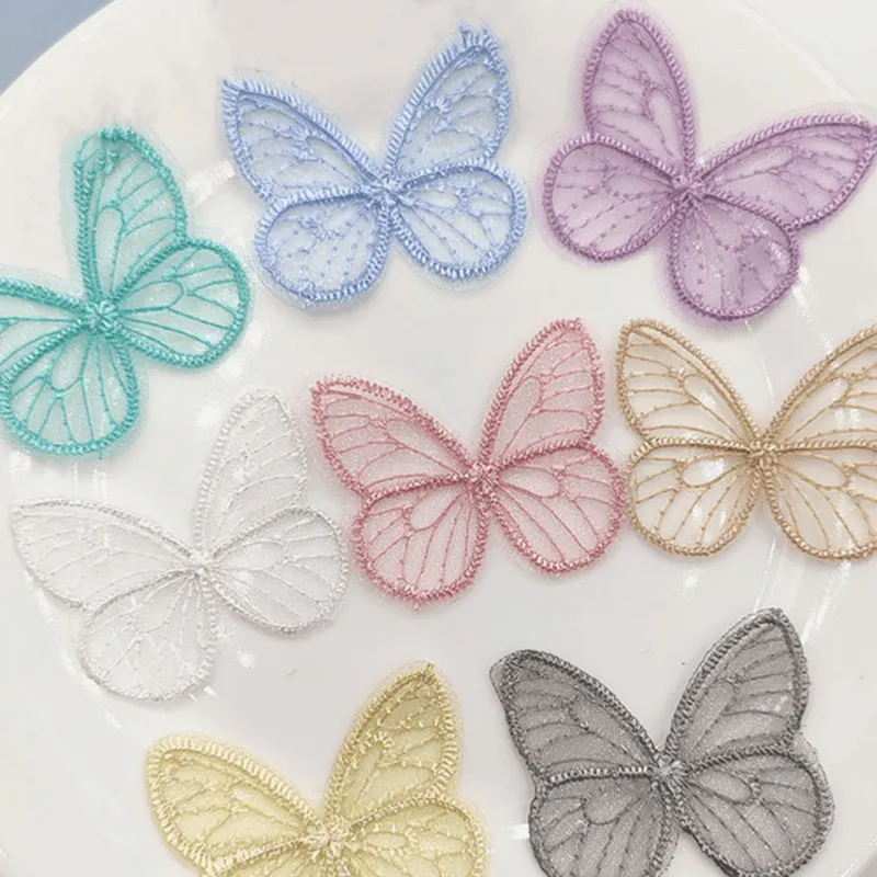 20 DIY Embroidered Butterfly Fabric Stickers in Mixed Colors