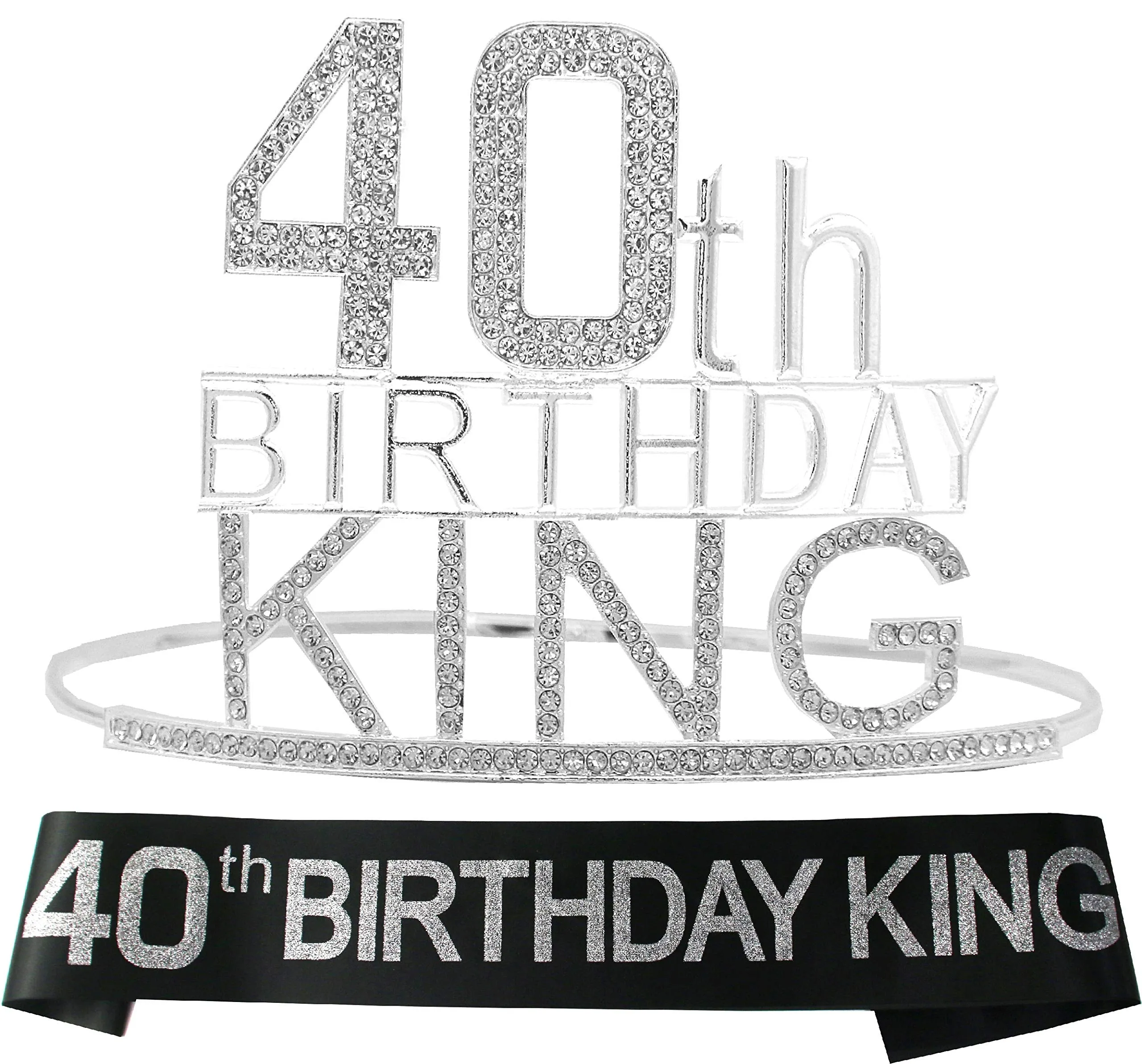 40th Birthday King Crown, 40th Birthday Gifts for Men, 40th Birthday King Sash, 40th