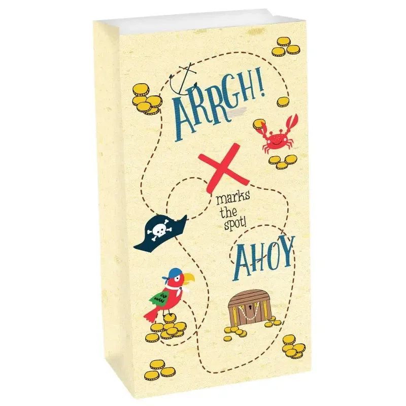 Ahoy Birthday Paper Treasure Map Treat Bags - 8 Pkt