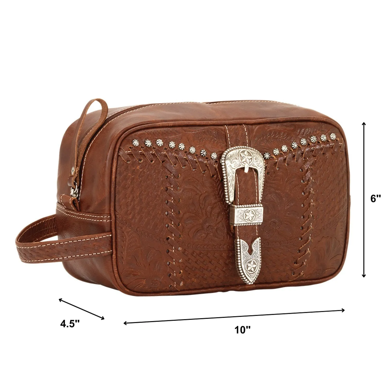 American West Womens Retro Romance Medium Brown Leather Shave Kit