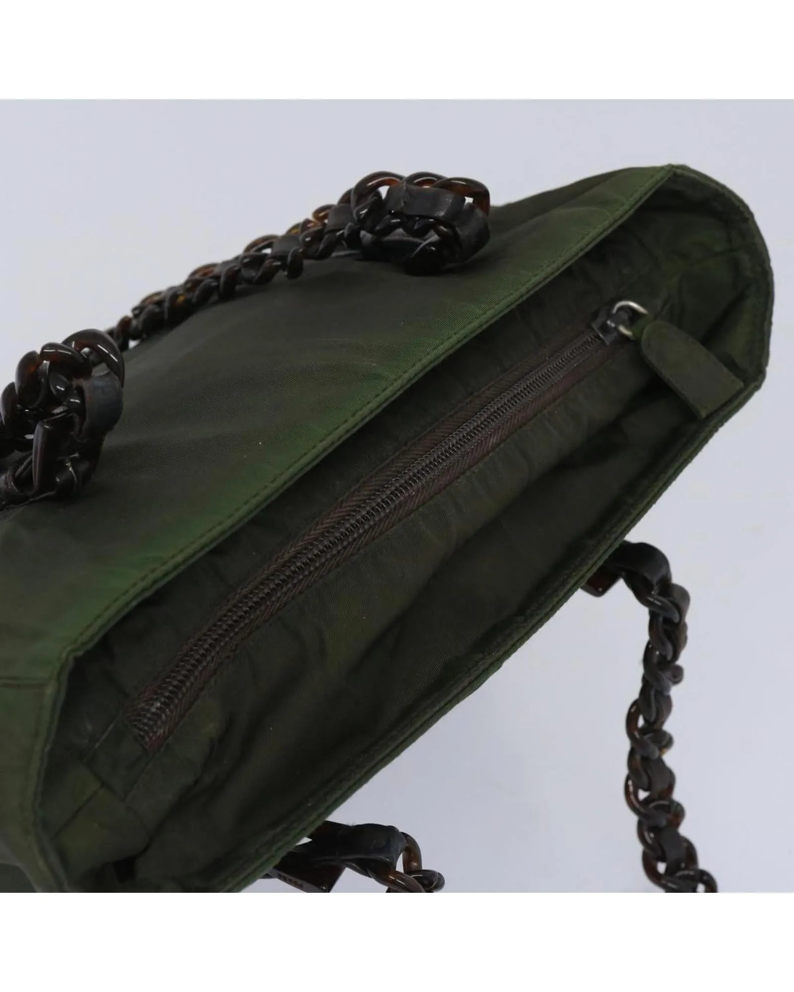 Authentic Khaki Nylon Prada Hand Bag