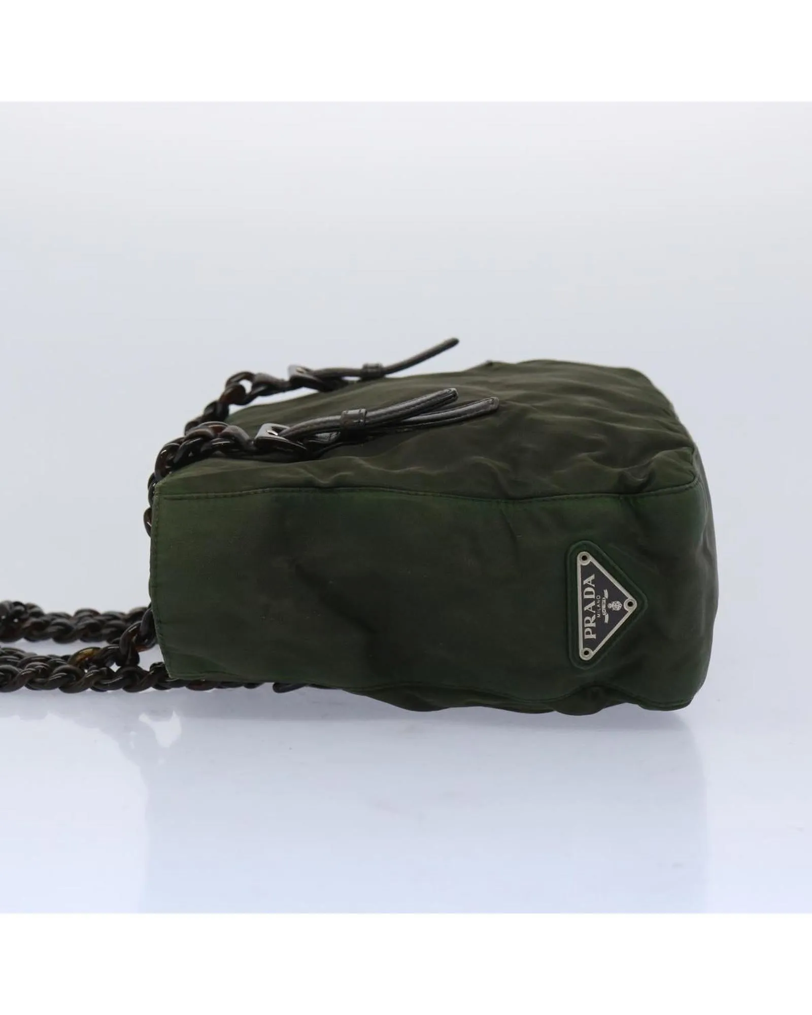 Authentic Khaki Nylon Prada Hand Bag