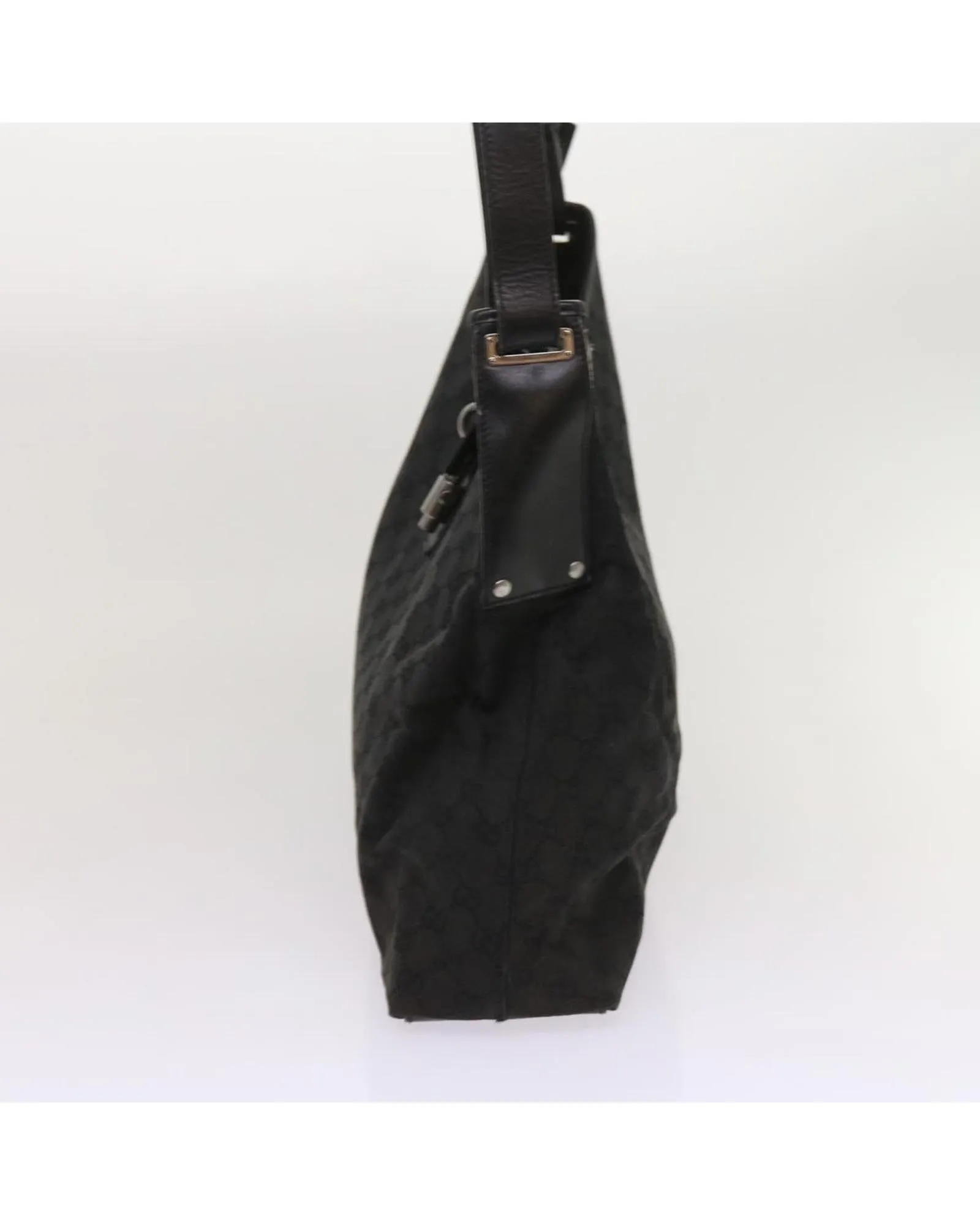 Black GG Canvas Shoulder Bag with Adjustable Strap - Authentic Italian Designer Accessory