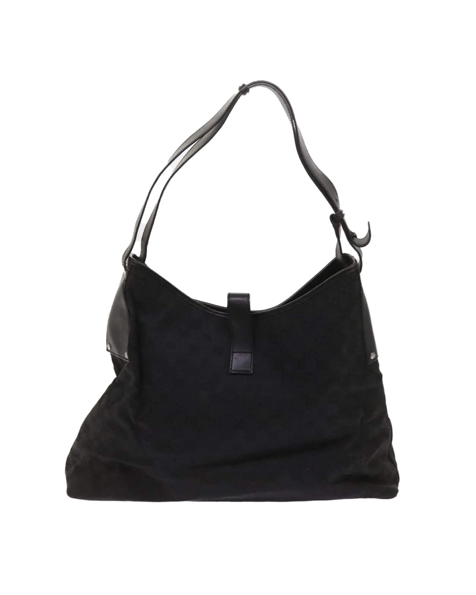 Black GG Canvas Shoulder Bag with Adjustable Strap - Authentic Italian Designer Accessory