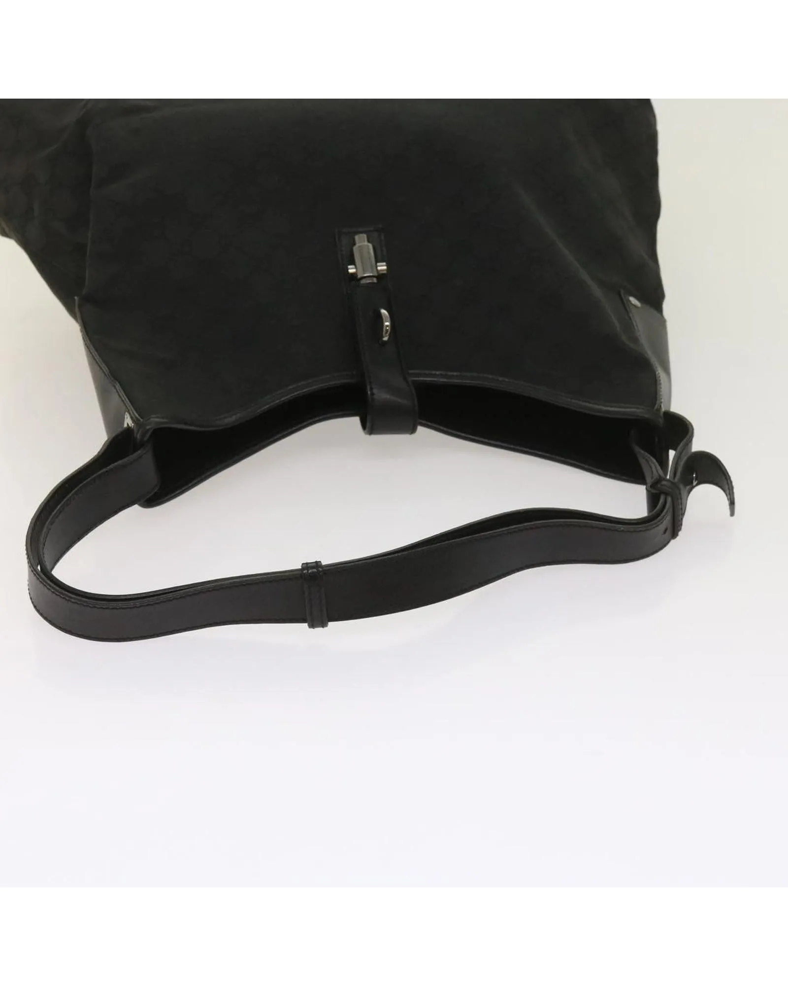 Black GG Canvas Shoulder Bag with Adjustable Strap - Authentic Italian Designer Accessory