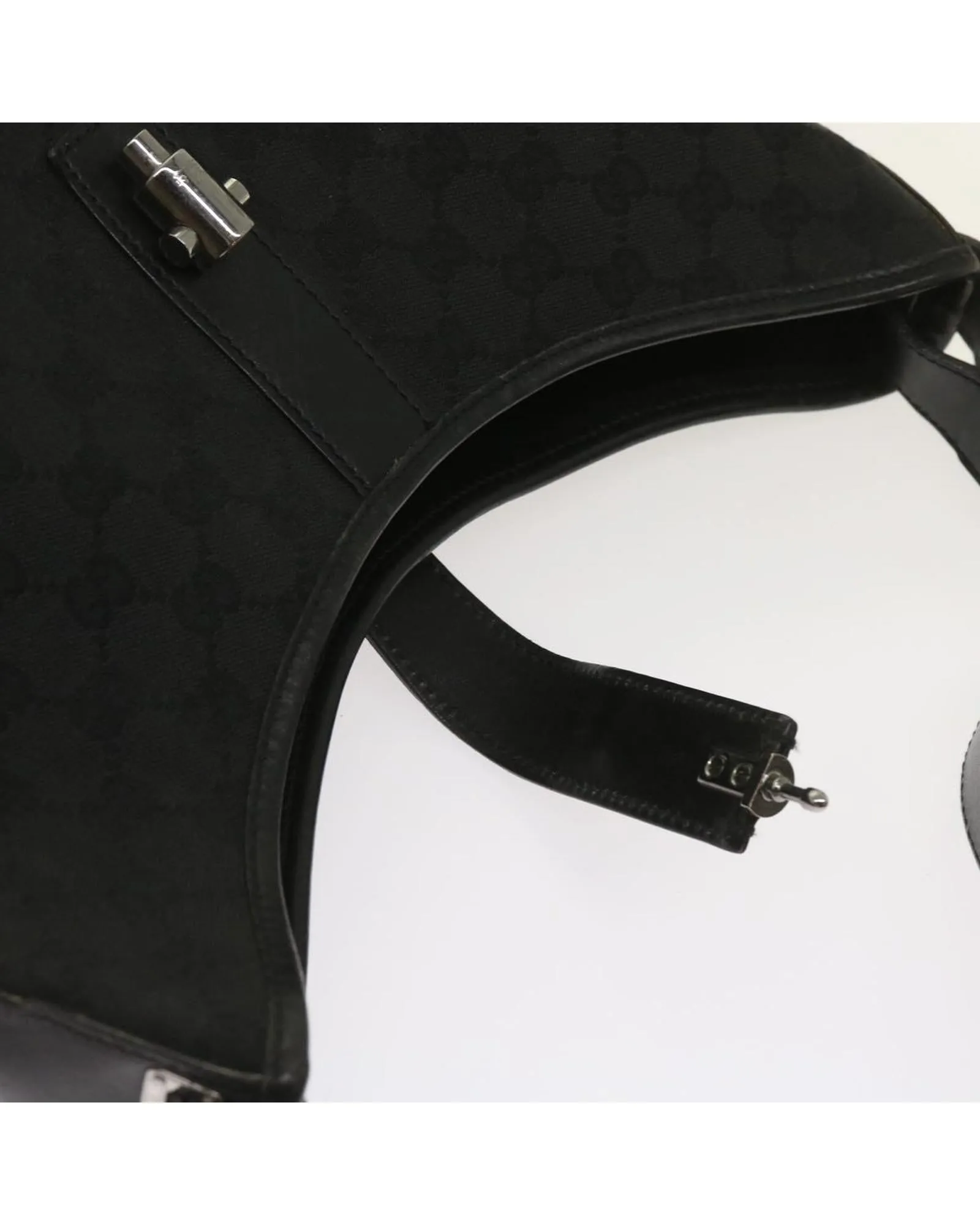 Black GG Canvas Shoulder Bag with Adjustable Strap - Authentic Italian Designer Accessory