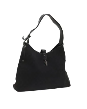 Black GG Canvas Shoulder Bag with Adjustable Strap - Authentic Italian Designer Accessory