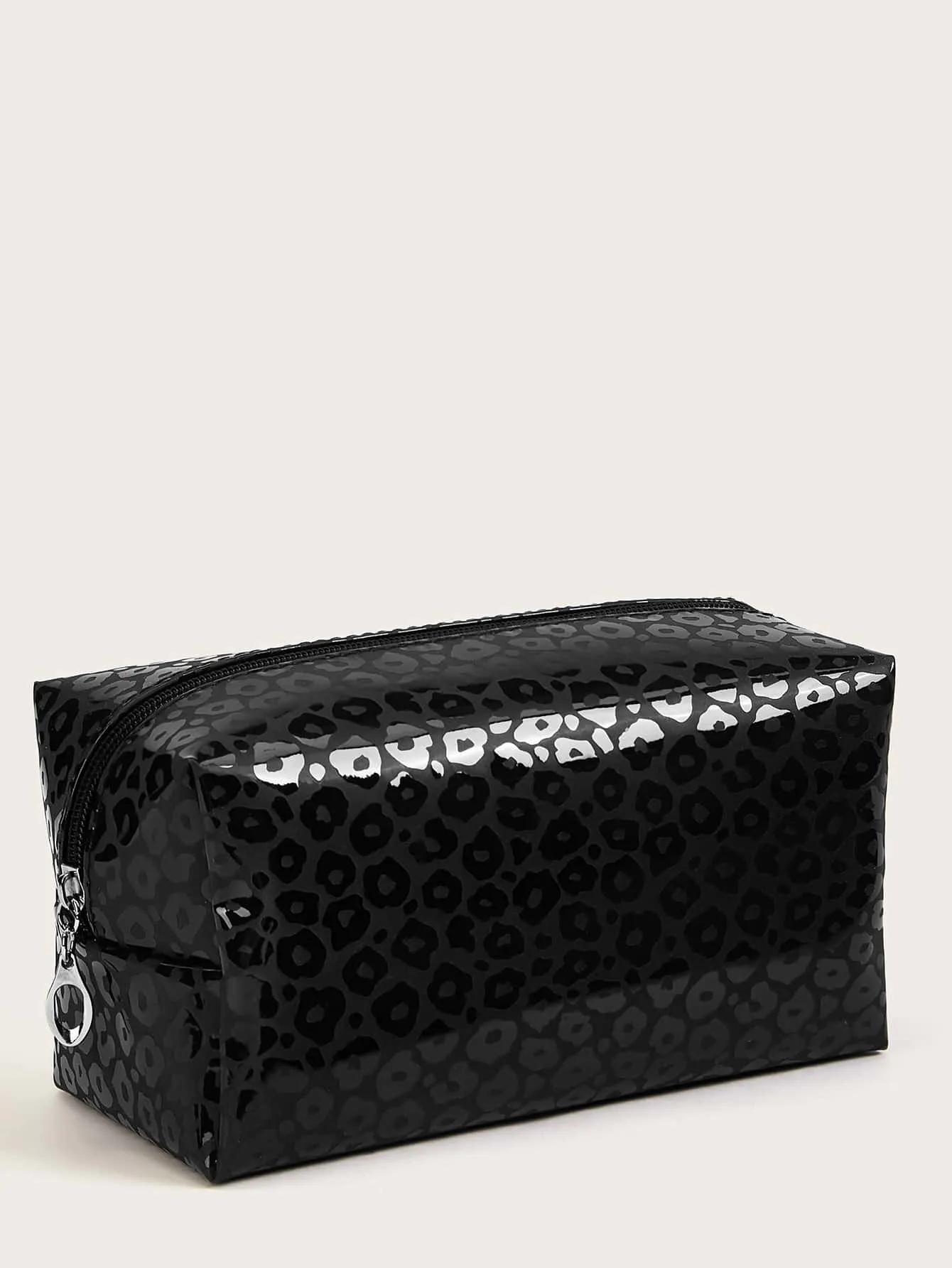 Black Leopard Print Makeup Bag Cosmetic Organizer Toiletries Bag Makeup