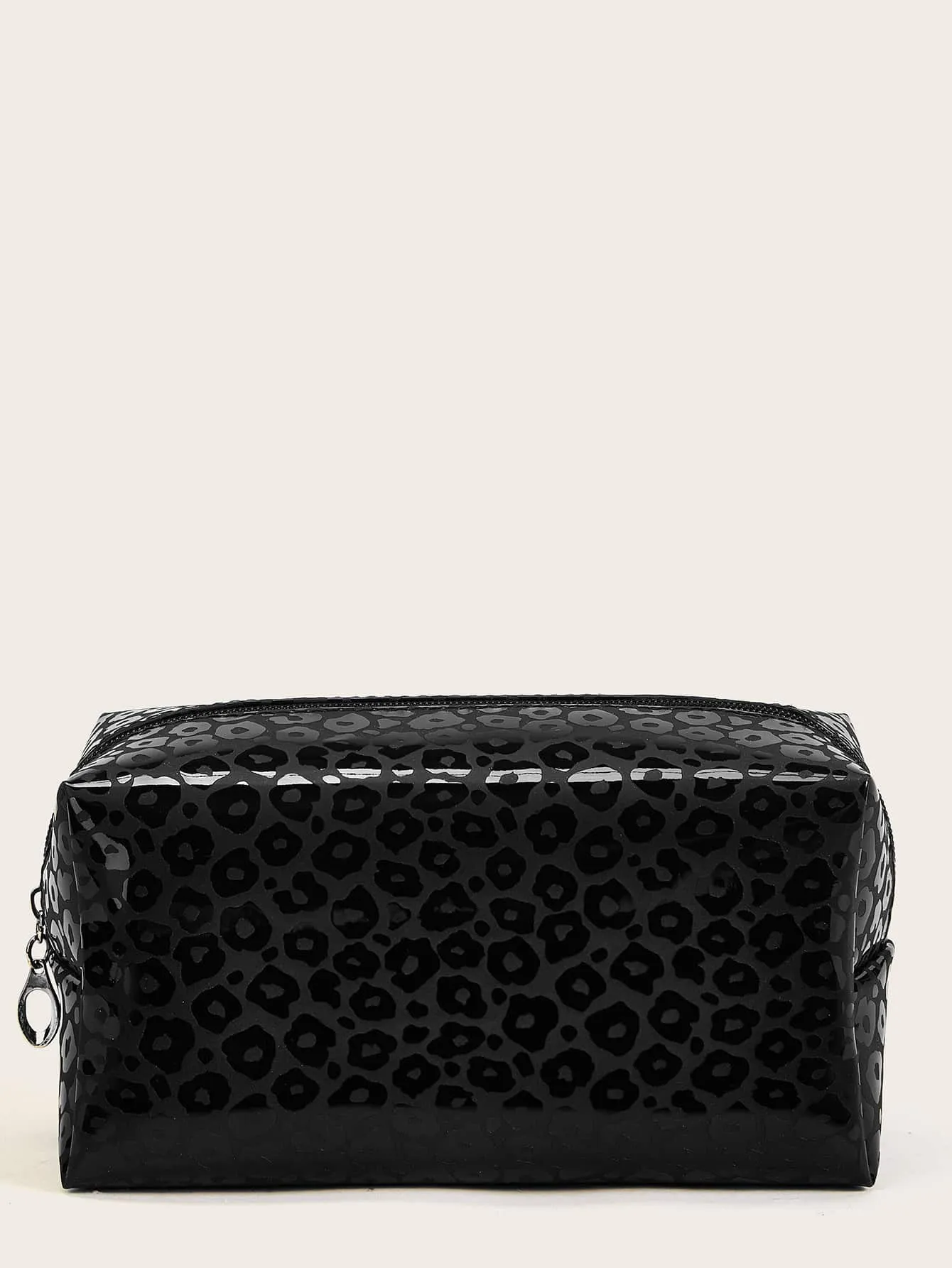 Black Leopard Print Makeup Bag Cosmetic Organizer Toiletries Bag Makeup