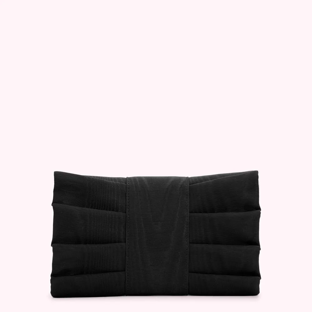 BLACK MOIRE BOW CLUTCH