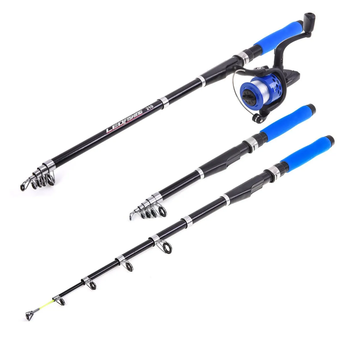 Blue EVA Sea Rod Set 2.1 Meters Beginner Fishing Rod Fishing Bag Bait Leisure Fishing Set