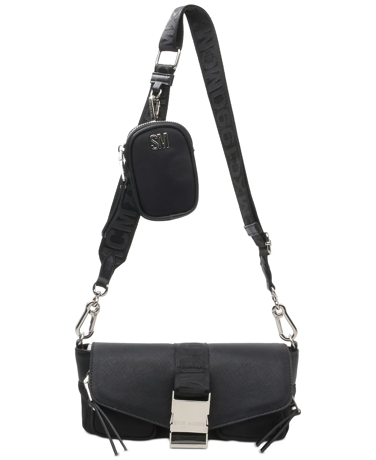 Bmove Women's Shoulder Bag with Removable Pouch Steve Madden, Black