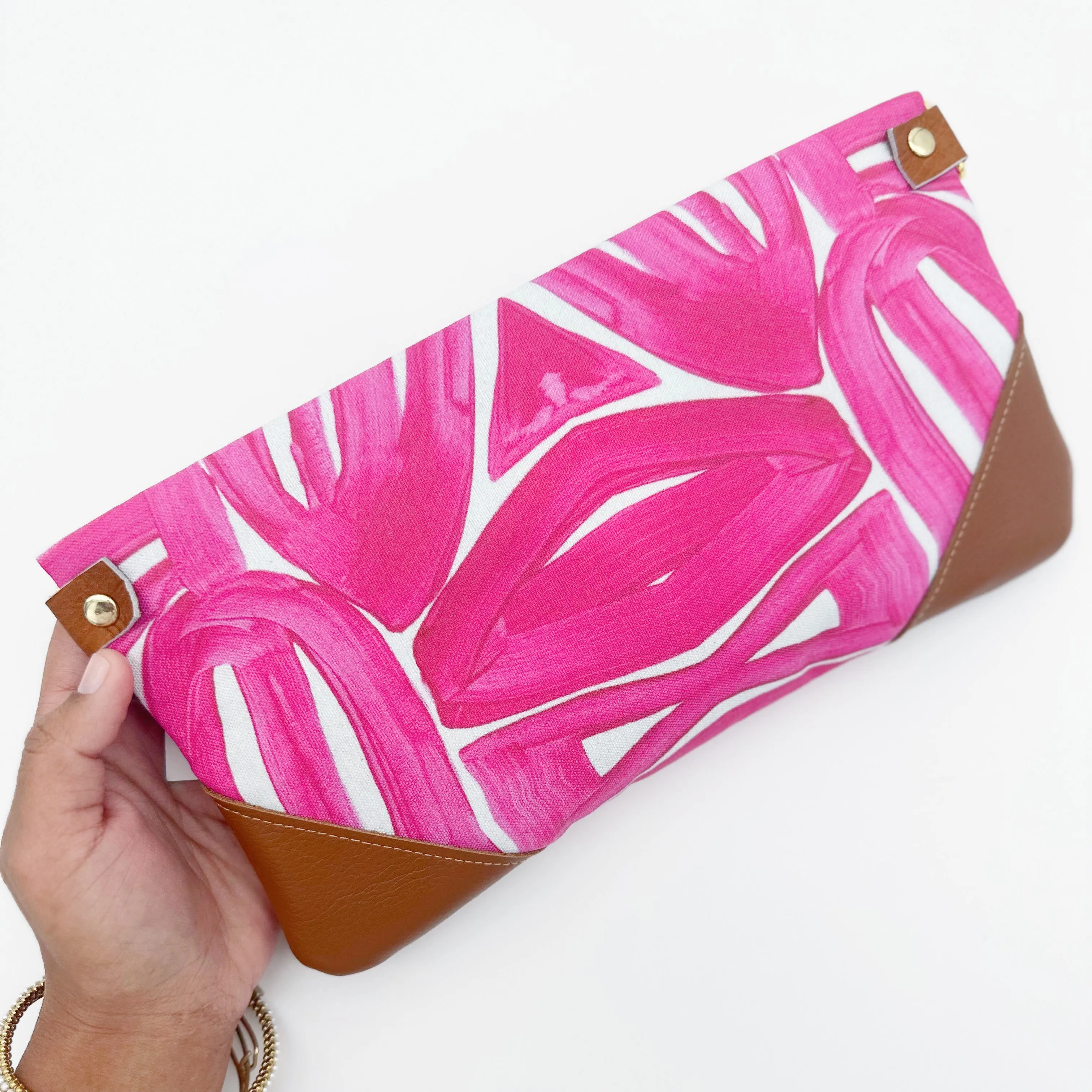 Caryota Fuchsia Folded Clutch/Crossbody