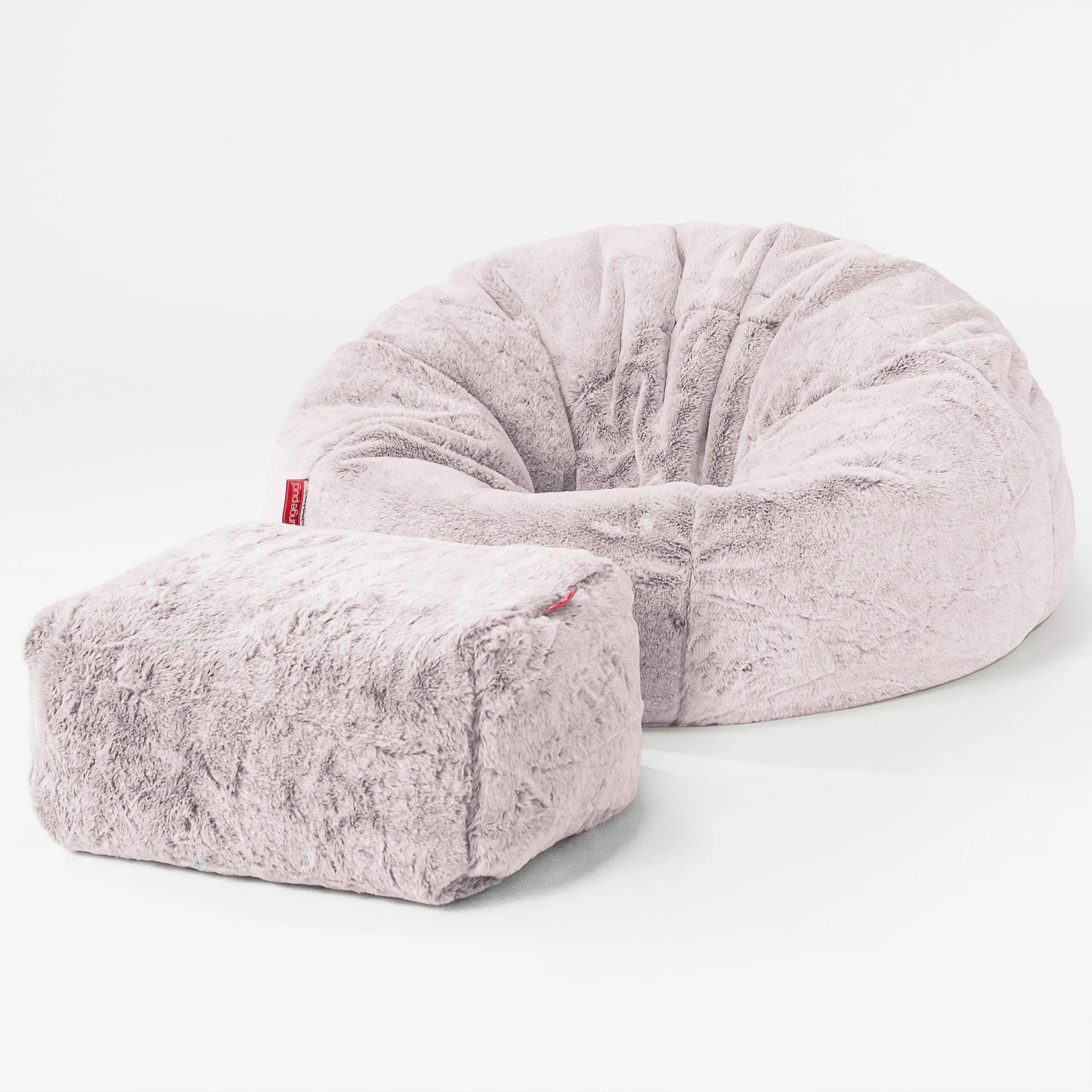 Classic Bean Bag Chair - Fluffy Faux Fur Rabbit Dusty Pink