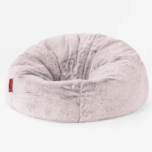 Classic Bean Bag Chair - Fluffy Faux Fur Rabbit Dusty Pink