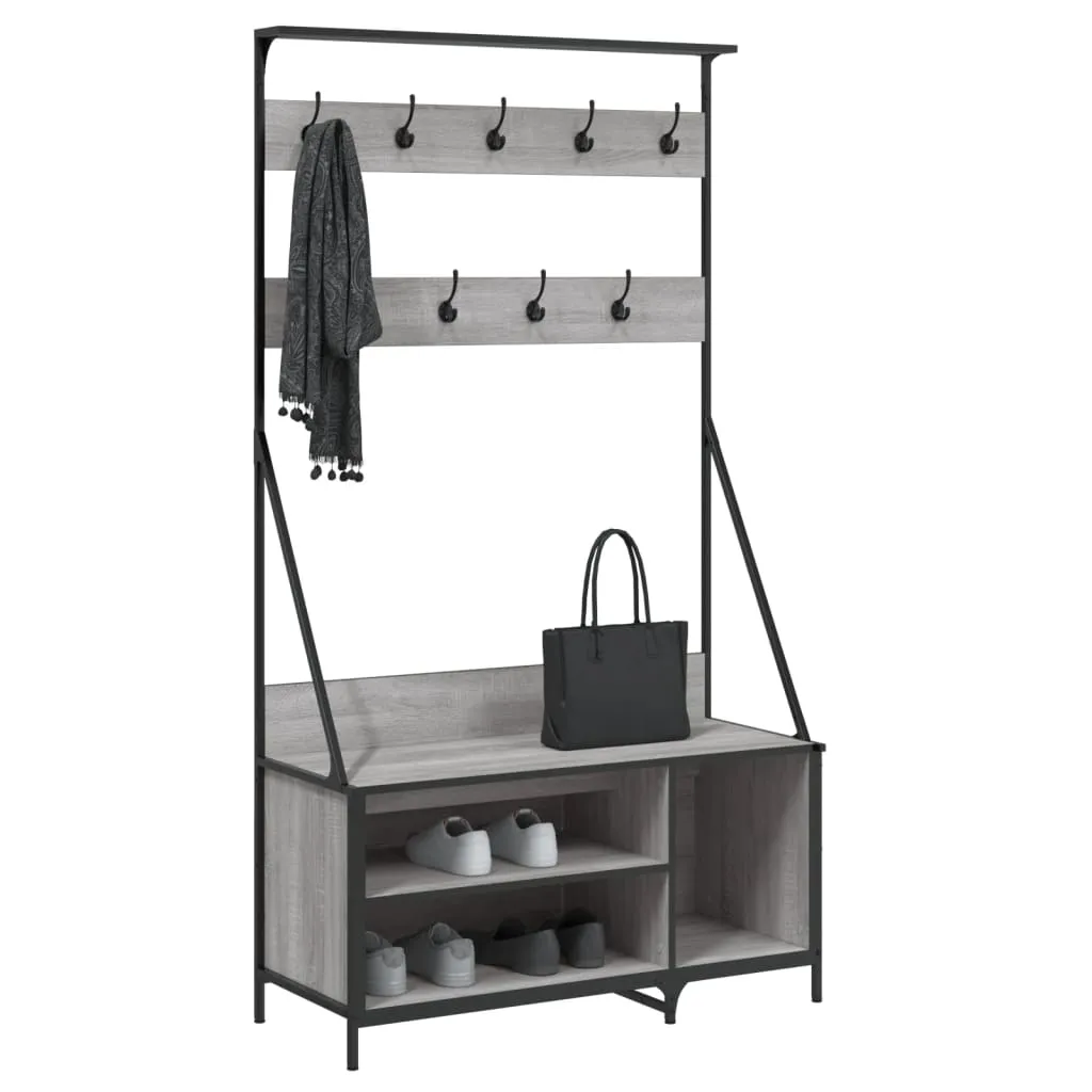 Clothes Rack with Shoe Storage Grey Sonoma 100x41x184 cm