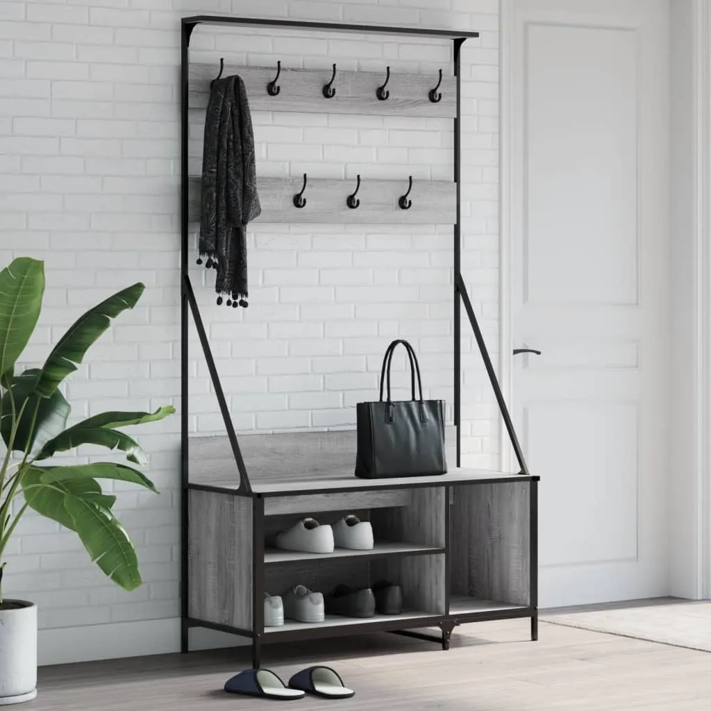 Clothes Rack with Shoe Storage Grey Sonoma 100x41x184 cm