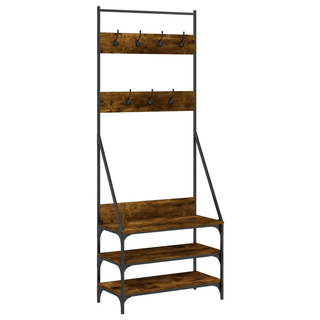 Clothes Rack with Shoe Storage Smoked Oak 72x34x184 cm