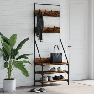 Clothes Rack with Shoe Storage Smoked Oak 72x34x184 cm