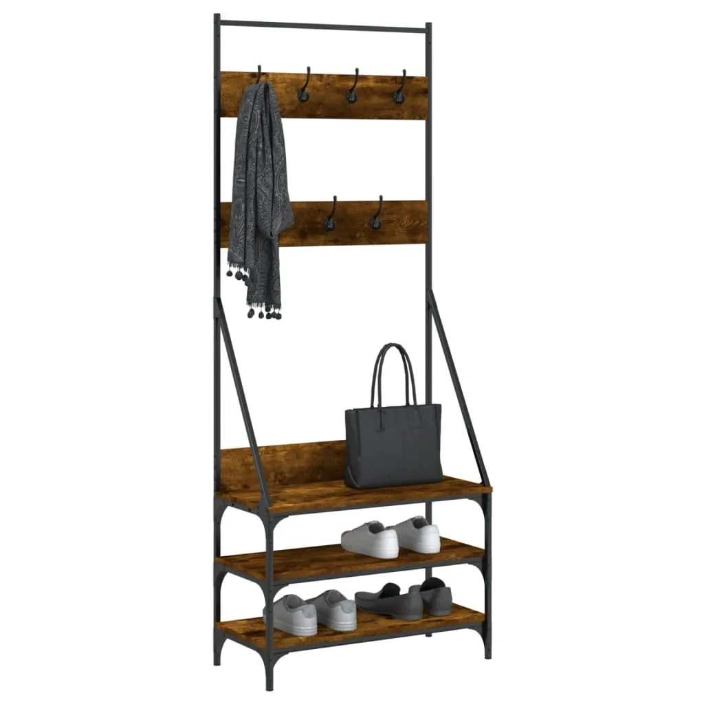 Clothes Rack with Shoe Storage Smoked Oak 72x34x184 cm