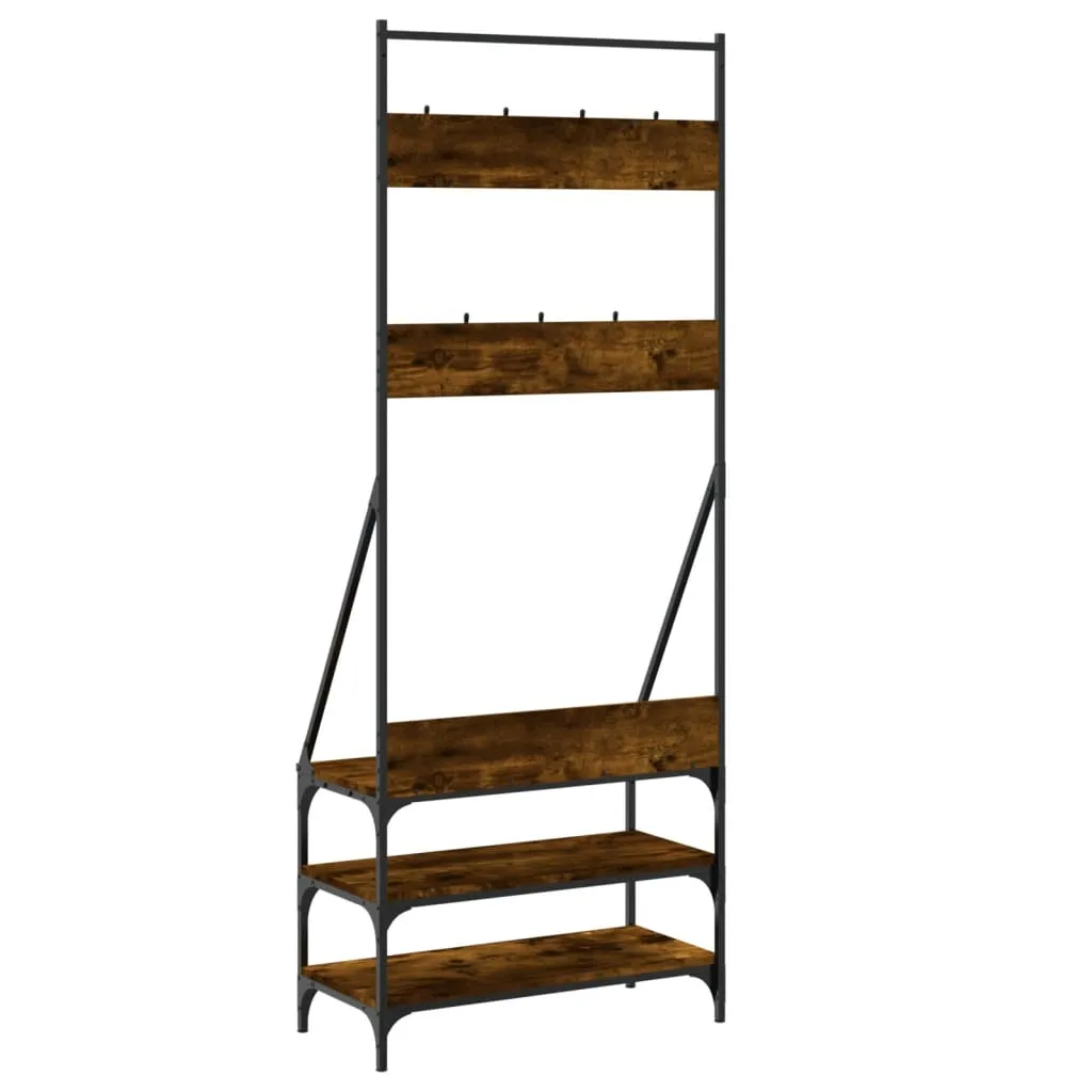 Clothes Rack with Shoe Storage Smoked Oak 72x34x184 cm