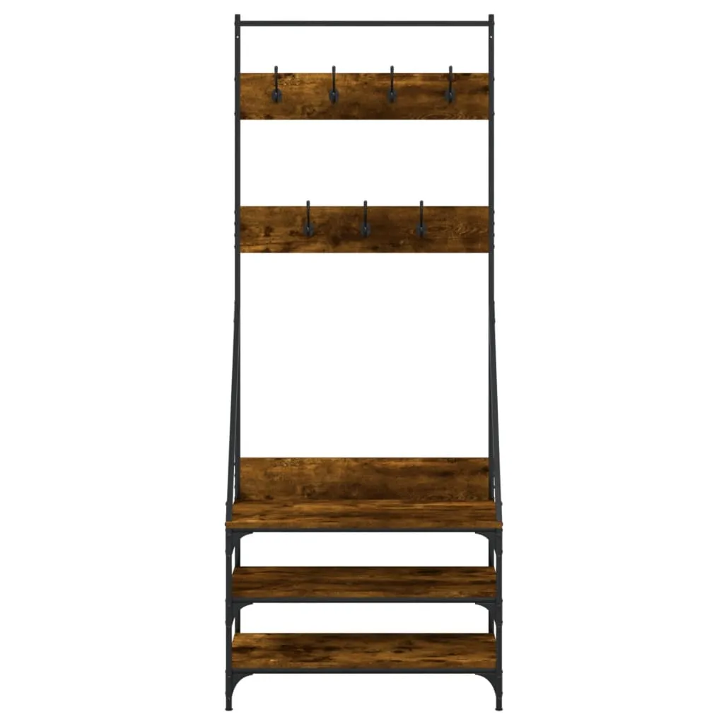 Clothes Rack with Shoe Storage Smoked Oak 72x34x184 cm