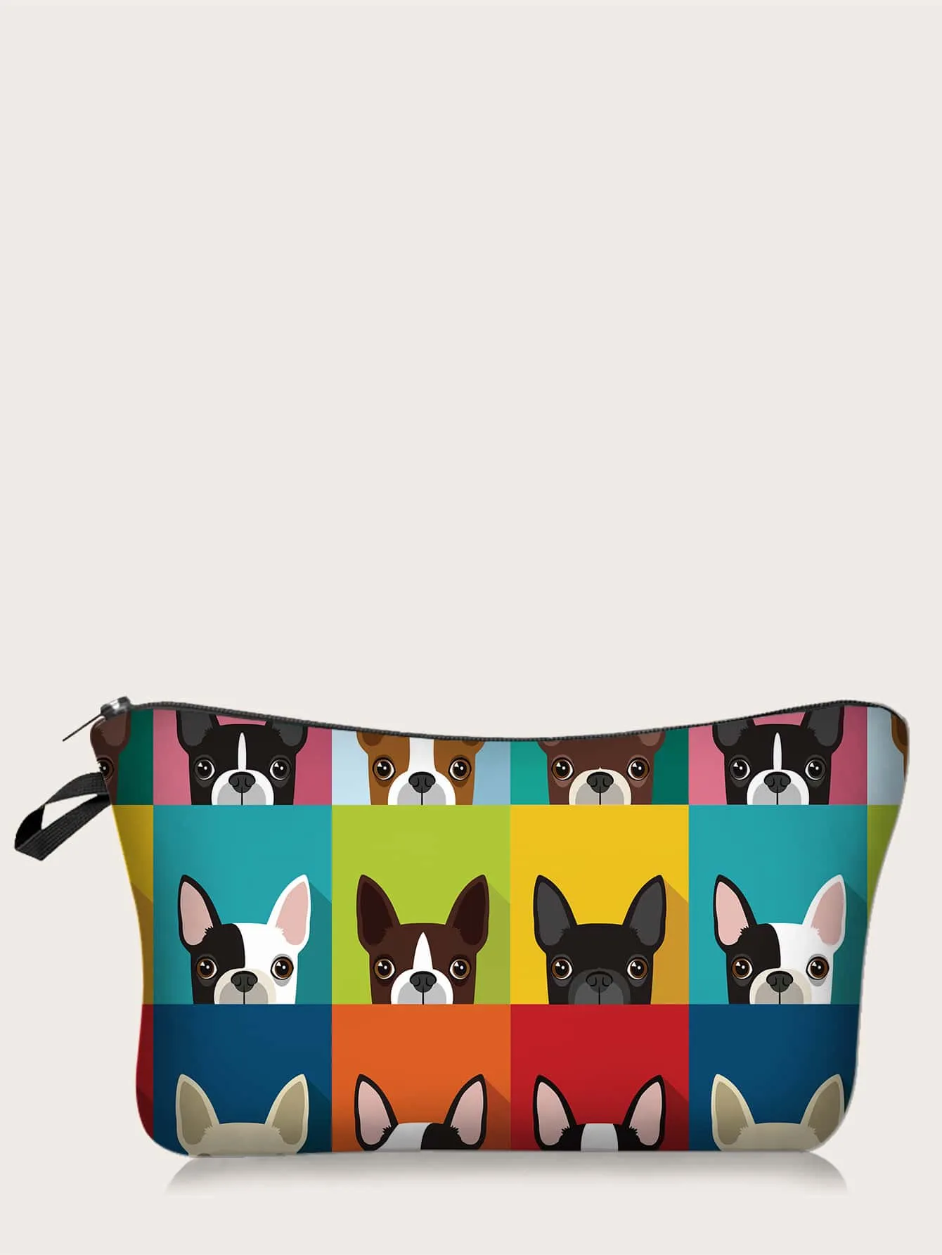 Colorful Puppy French Bulldog Makeup Bag Cosmetic Organizer Toiletries Bag