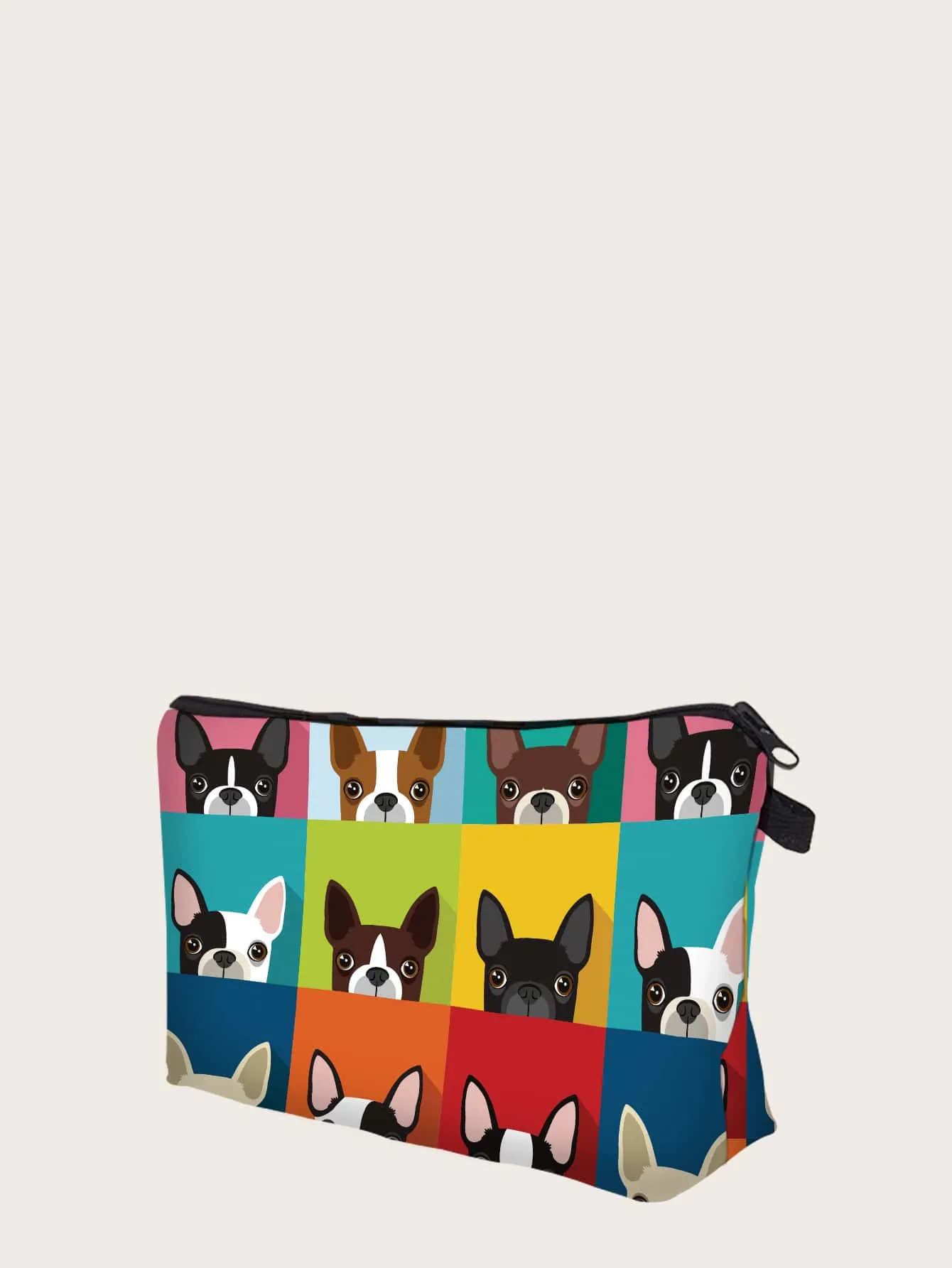 Colorful Puppy French Bulldog Makeup Bag Cosmetic Organizer Toiletries Bag