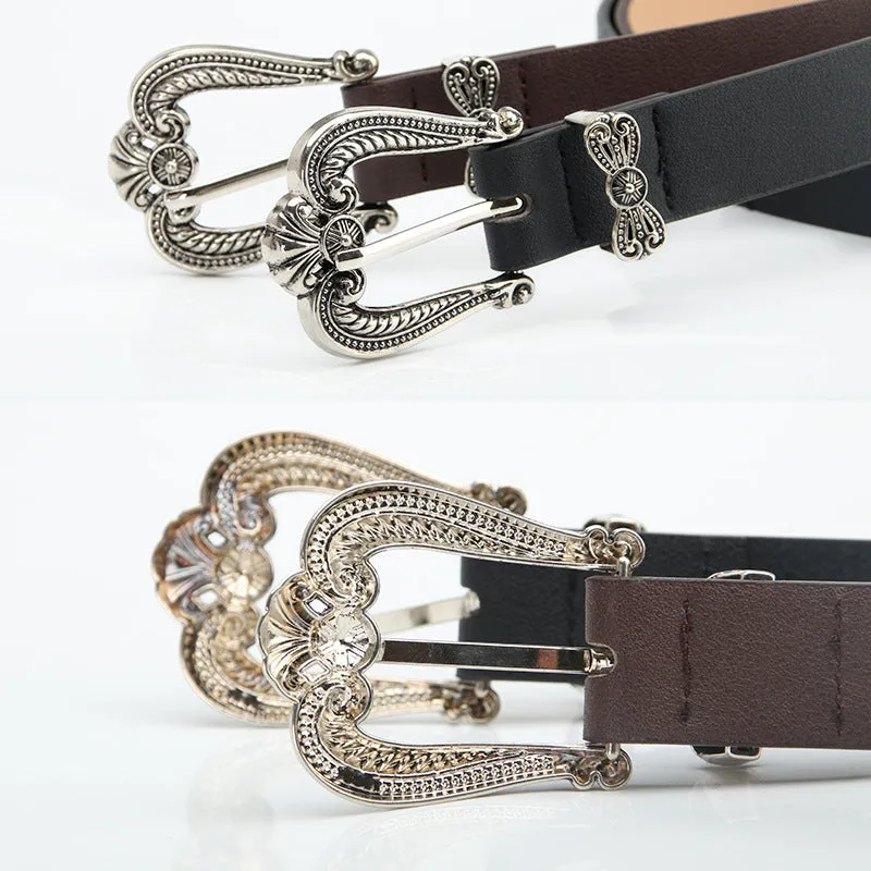 Crown Alloy Buckle Belt Women's European and American Sweater Jeans Decorative Belt