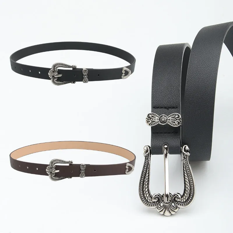 Crown Alloy Buckle Belt Women's European and American Sweater Jeans Decorative Belt