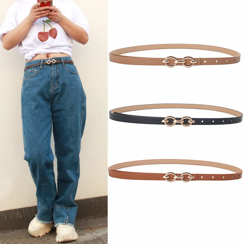 Fashion with Skirt Belt Shirt Waist-Tight Simple Jeans Small Belt