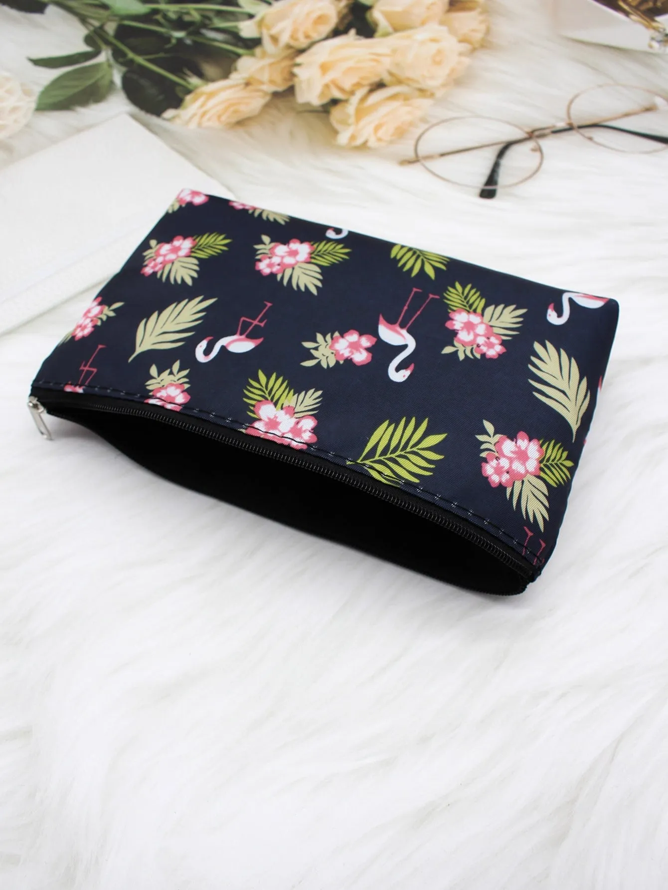 Flamingo Floral Makeup Bag Cosmetic Organizer Toiletries Bag Makeup Organizer