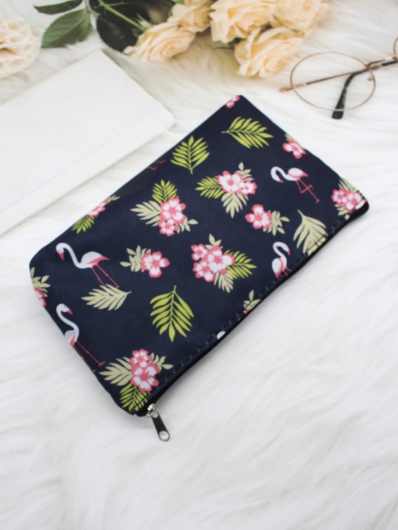 Flamingo Floral Makeup Bag Cosmetic Organizer Toiletries Bag Makeup Organizer