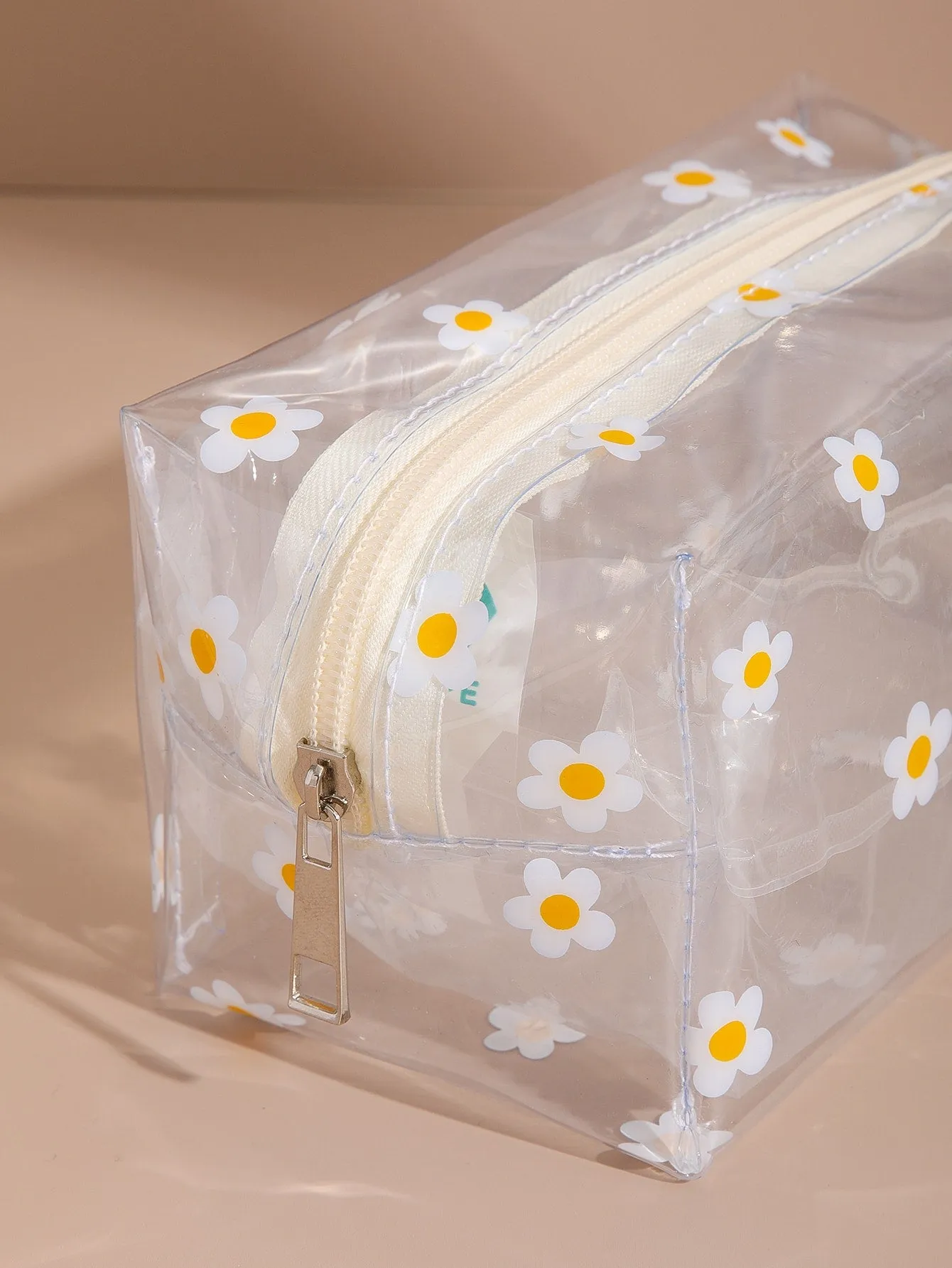 Floral Daisy Clear Makeup Bag Cosmetic Organizer Toiletries Bag Makeup Organizer