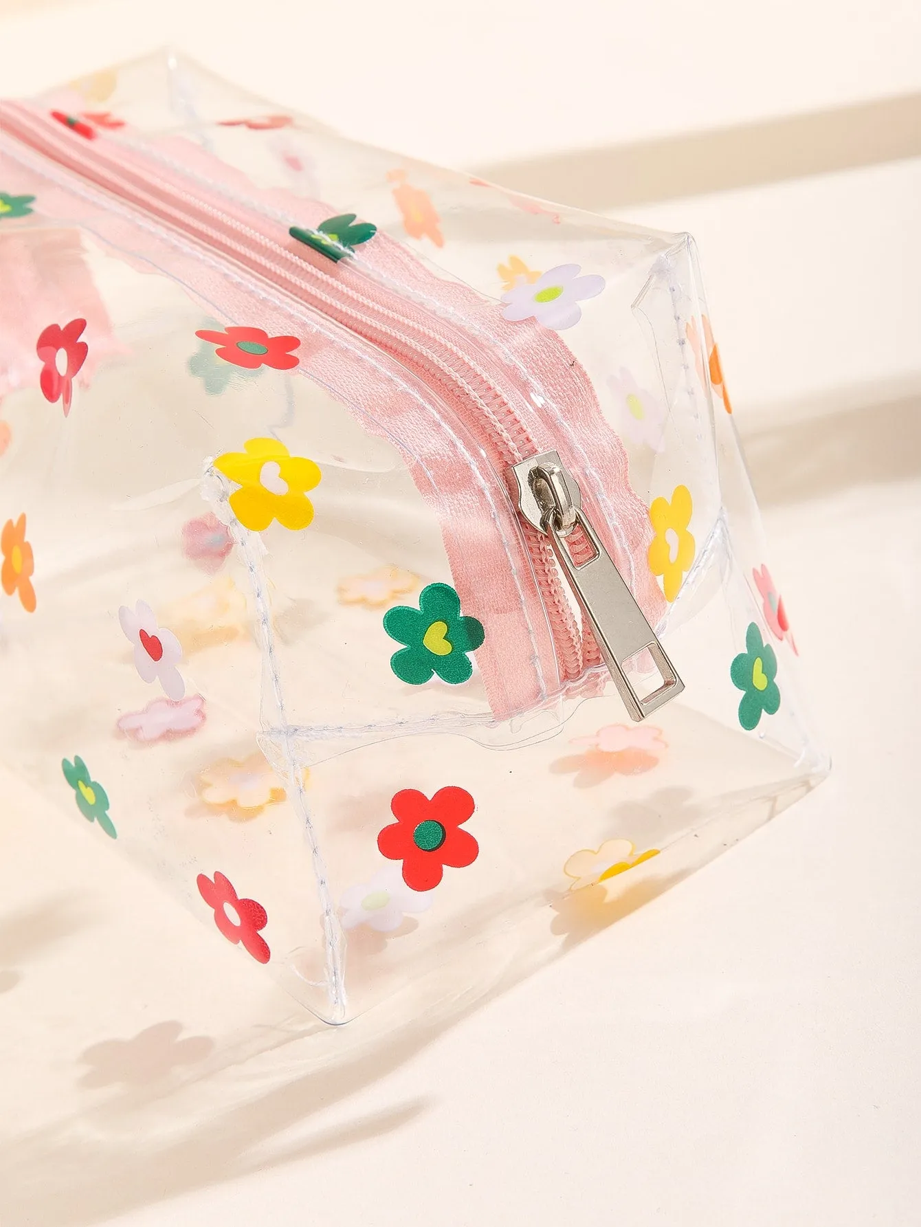 Flower Transparent Square Makeup Bag Cosmetic Organizer Toiletries Bag Makeup