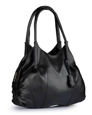 Fostelo Women's Jane Faux Leather Handbag (Black) (Large)