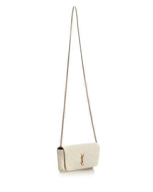 Gaby Quilted Shoulder Bag for Saint Laurent Sunglasses, Ivory/Cream