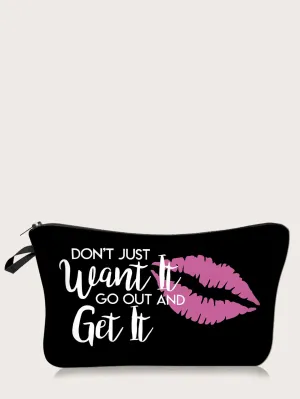 Go Out And Get It Lips Cosmetic Bag Makeup Bag Cosmetic Organizer Toiletries Bag