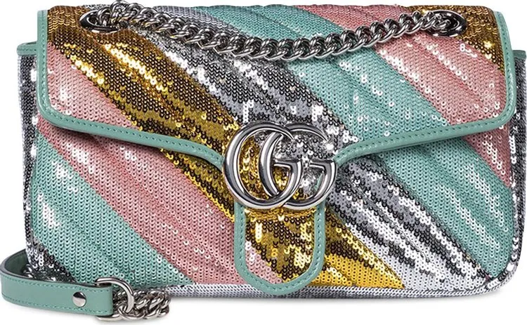 Gucci GG Marmont Small Sequin Shoulder Bag Multicolor, multicolored