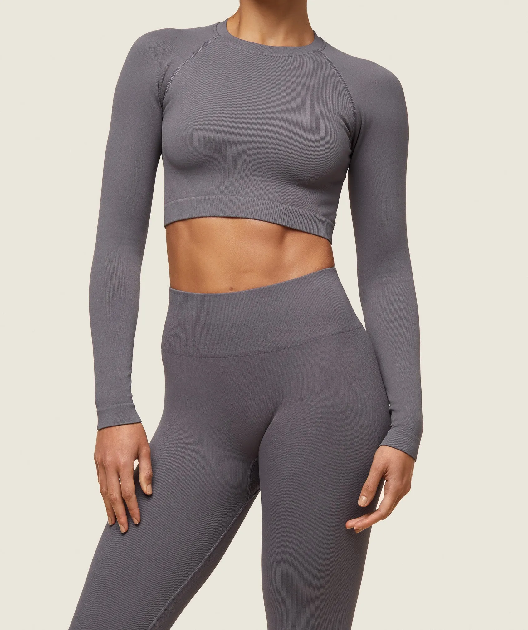 Gymshark everywear Seamless Long Sleeve Crop Top - Brushed Grey