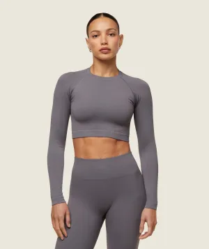 Gymshark everywear Seamless Long Sleeve Crop Top - Brushed Grey