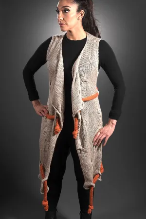 Hand Knit Vest with 3D Cables