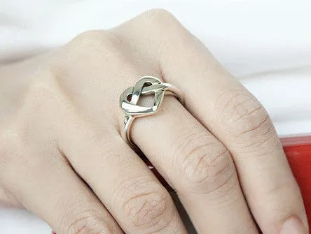 Heart Knotting Ring - 925 Sterling Silver Heart Ring- Custom Ring,Promise Ring,Love Symbol,Love Product - Gift Idea  Woman Jewelry (SR-014)