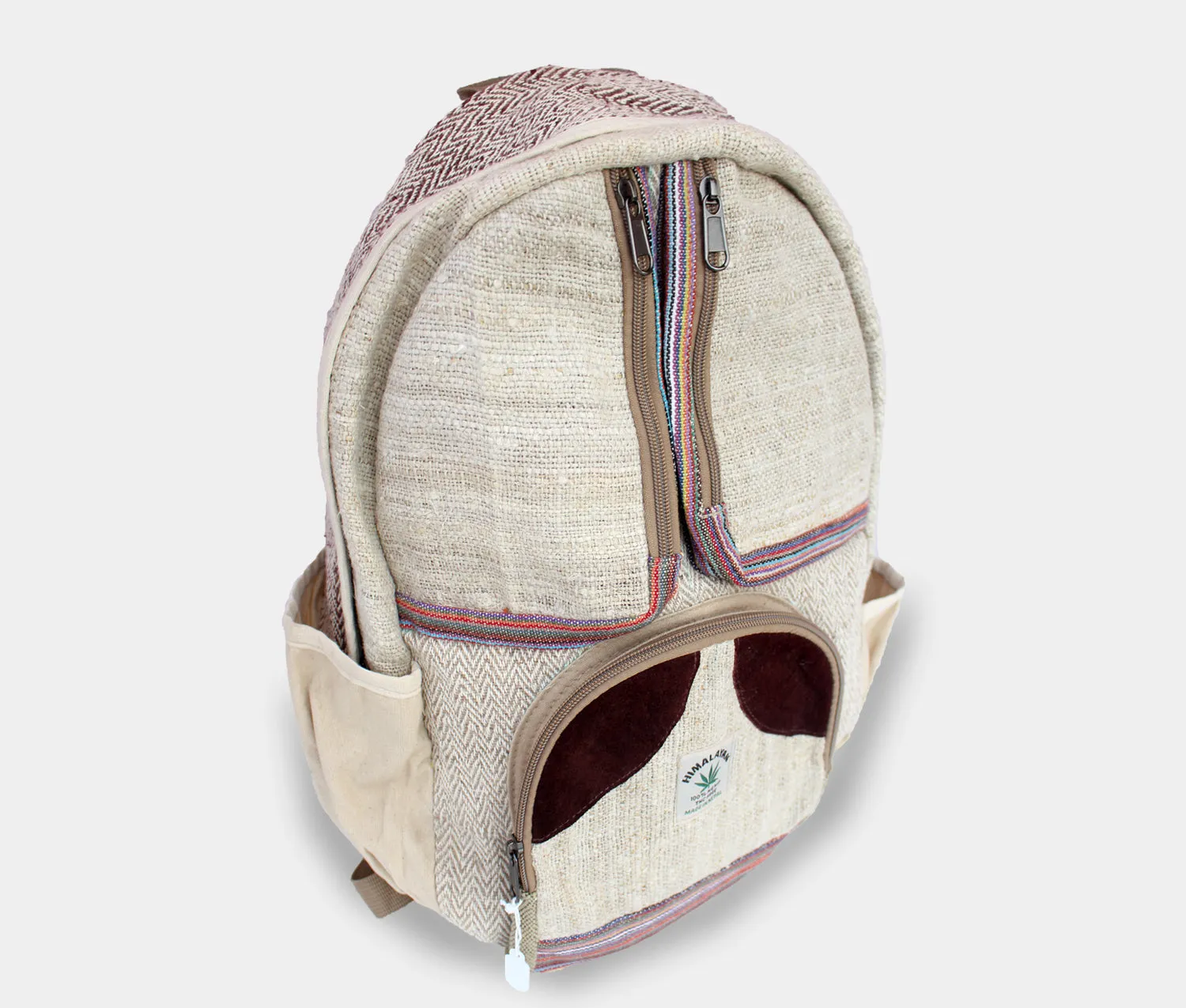 Hemp Backpack: Extra Front Zipper Pouches