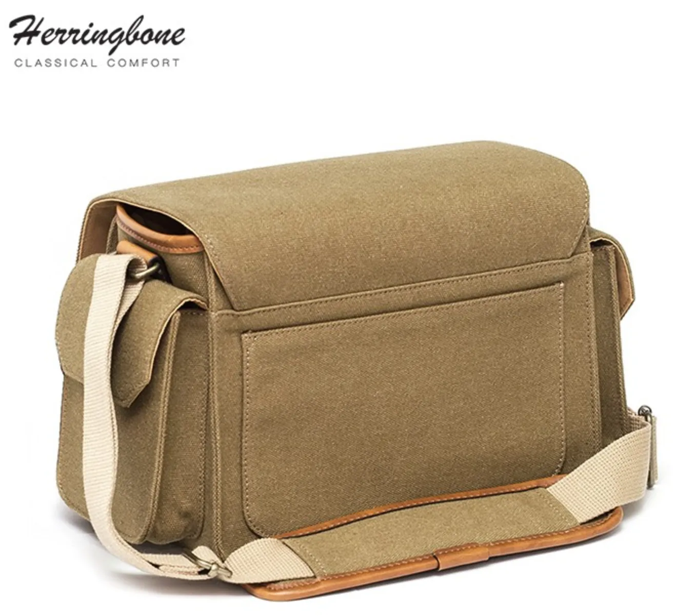 Herringbone PapasPocket Messenger Camera Bag - Medium Khaki