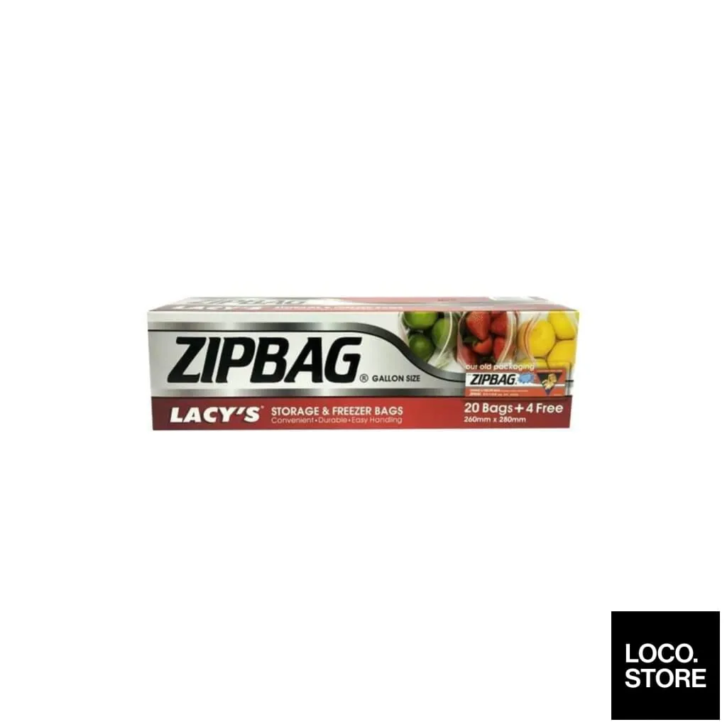 Lacy's Zipbag (L) Gallon 20 bags   4 free