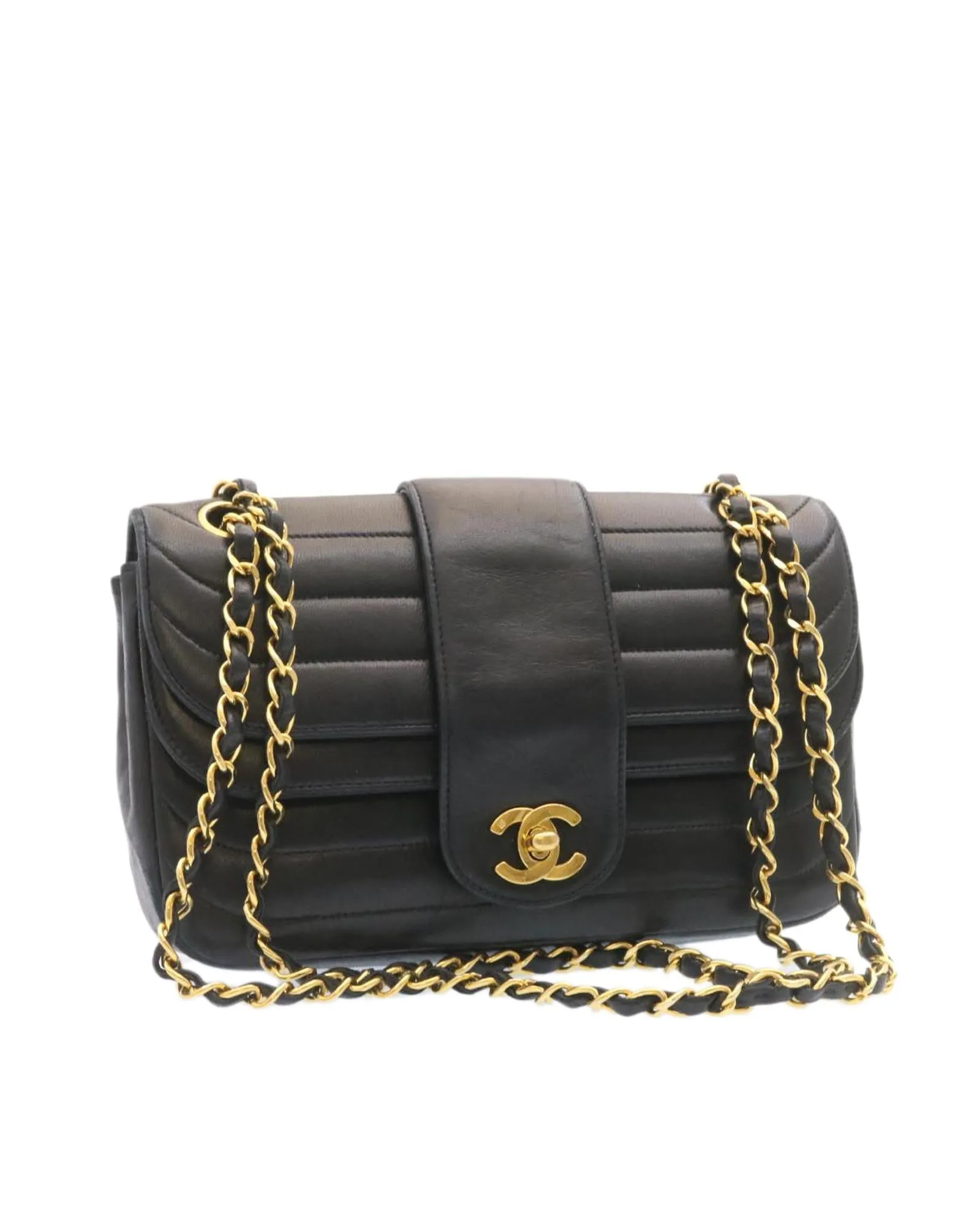 Lamb Skin Double Flap Chain Shoulder Bag