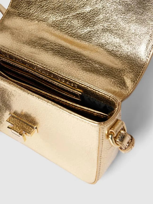 Leather crossbody bag, Metallic Gold Weat, gold